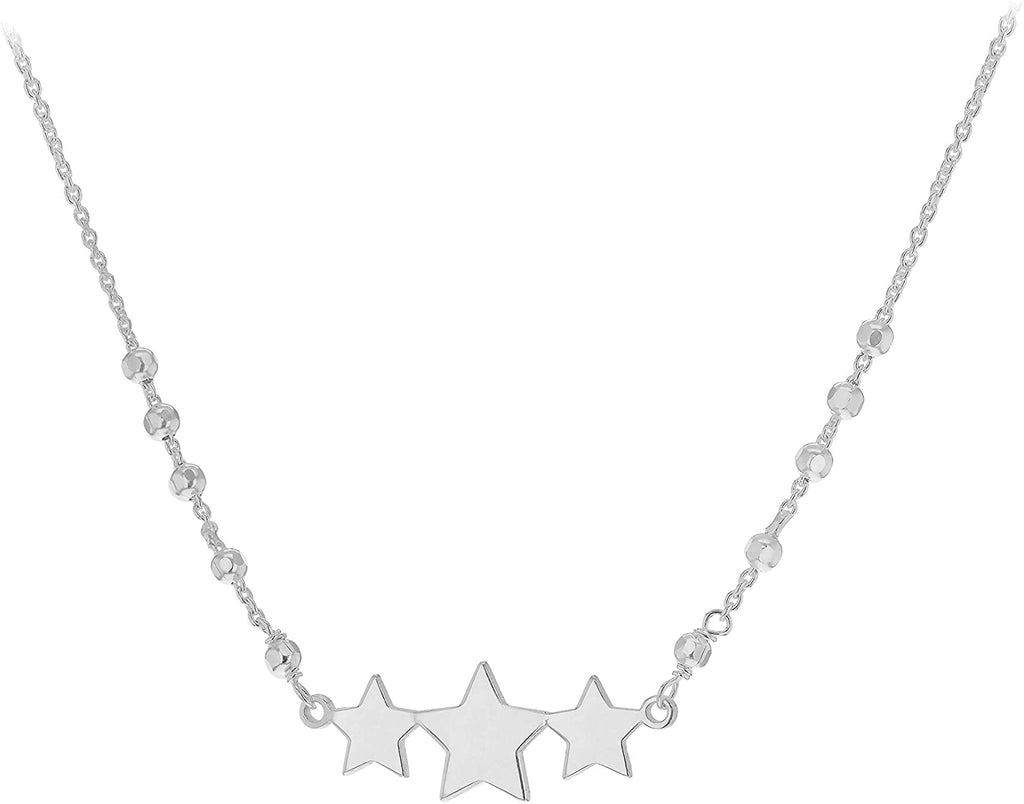 Sterling Silver Three Star with Ball Beads Necklace - NiaYou Jewellery
