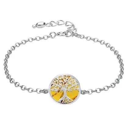 Sterling Silver Tree of Life Amber Ladies Bracelet - NiaYou Jewellery