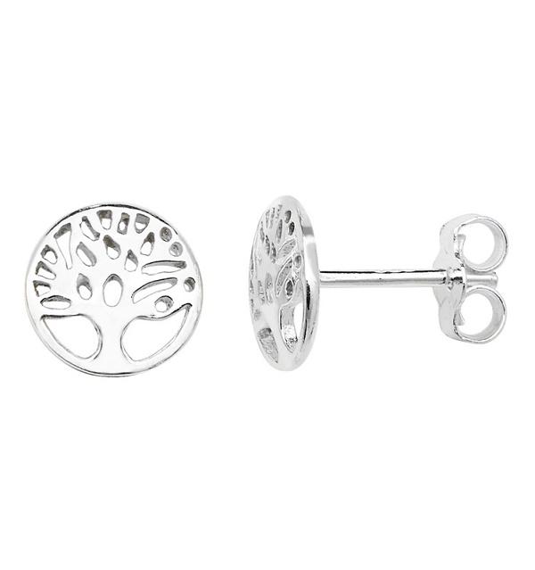 Sterling Silver Tree Of Life Round Stud Earrings - NiaYou Jewellery