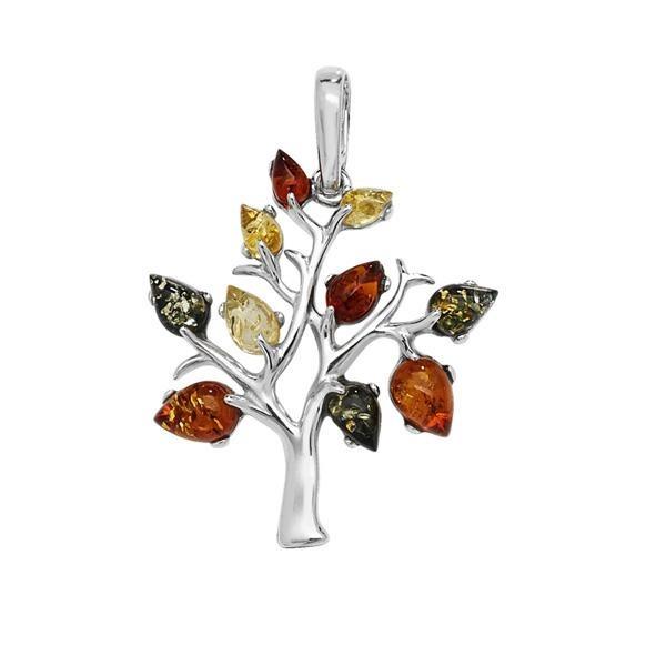 Sterling Silver Tree of Life with Amber Leaves Pendant - NiaYou Jewellery