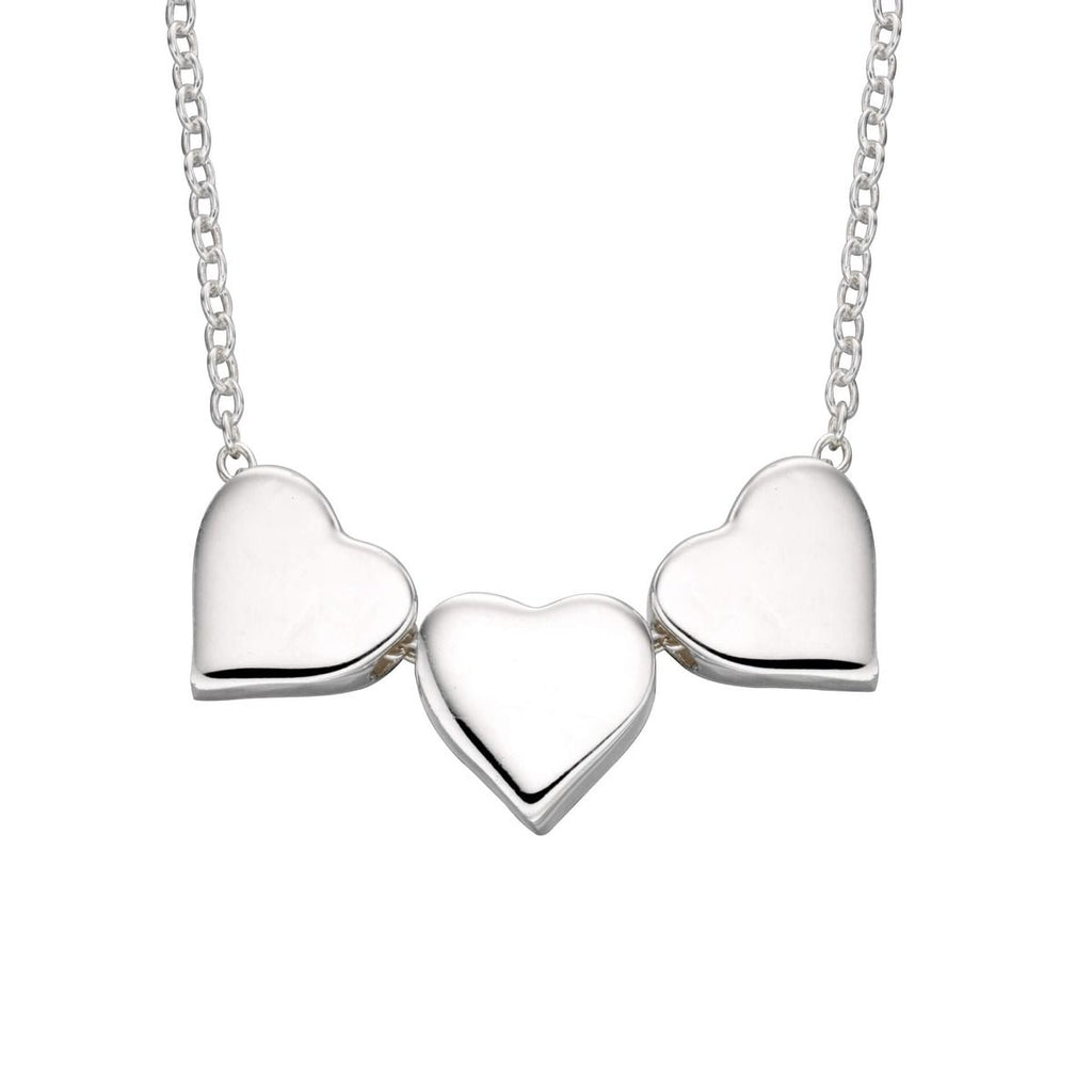 Sterling Silver Triple Heart Necklace - Free Engraving - NiaYou Jewellery