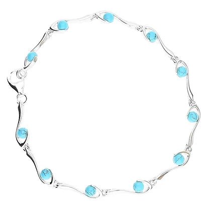 Sterling Silver Turquoise Beads Ladies Bracelet - NiaYou Jewellery