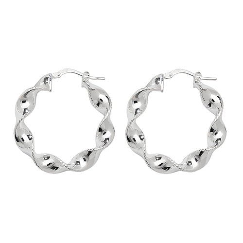 Sterling Silver Twist Ribbon Hoop Earrings 20 MM - NiaYou Jewellery