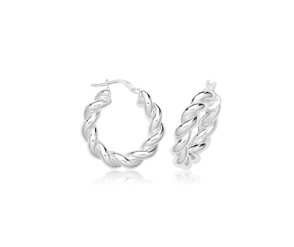 Sterling Silver Twisted Creole Hoop Earrings 15 MM - NiaYou Jewellery