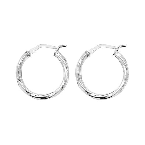 Sterling Silver Twisted Hoop Earrings 15 MM - NiaYou Jewellery
