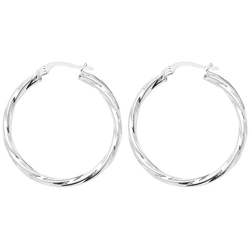 Sterling Silver Twisted Hoop Earrings 25MM - NiaYou Jewellery