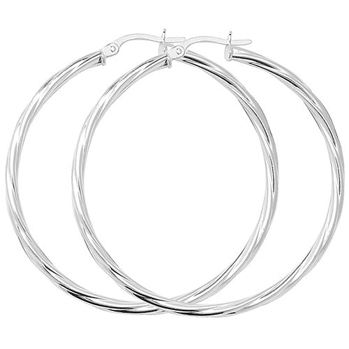 Sterling Silver Twisted Large Hoop Earrings 40 MM - NiaYou Jewellery