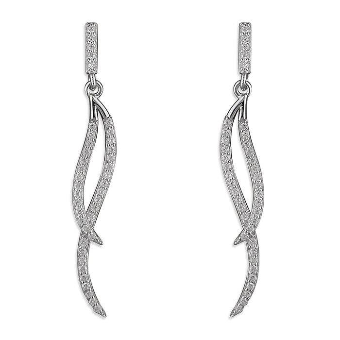 Sterling Silver Twisted Wave Cubic Zirconia Earrings - NiaYou Jewellery