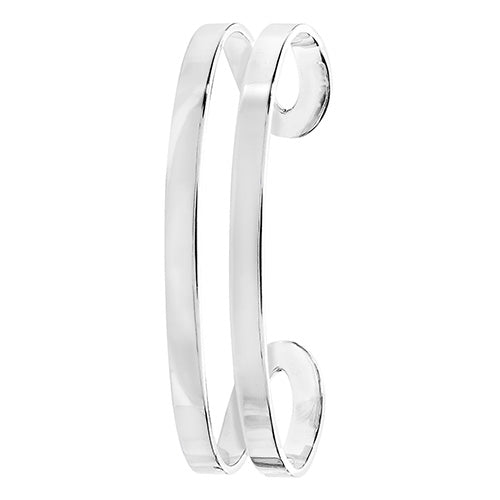 Sterling Silver Two Band Oval Cuff Ladies Bangle - NiaYou Jewellery