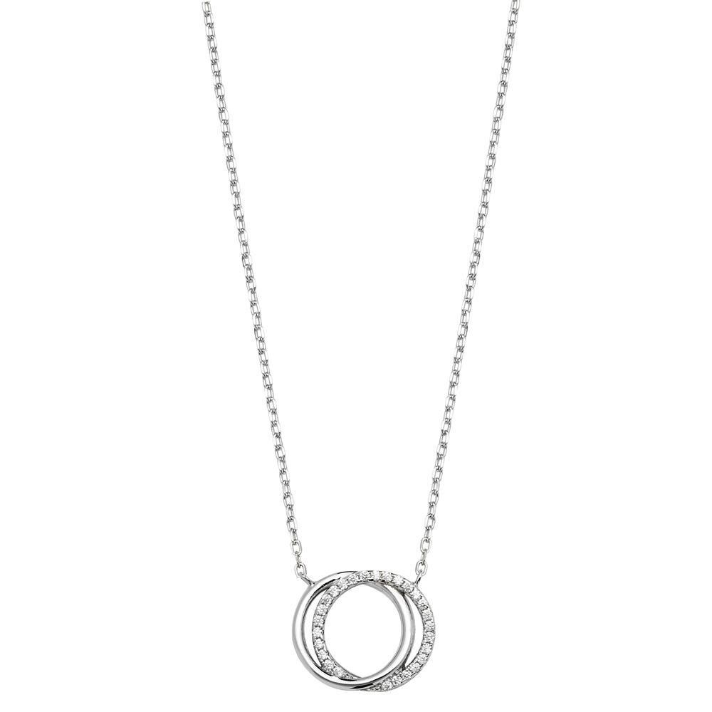 Sterling Silver Two Circle Necklace with Cubic Zirconia - NiaYou Jewellery