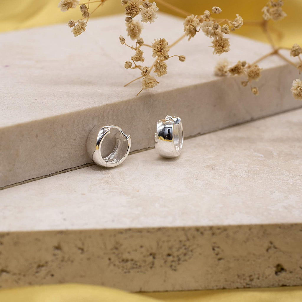 Sterling Silver Wide Hinged Hoop Earrings - NiaYou Jewellery