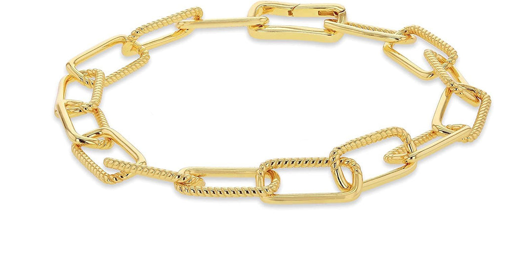 Sterling Silver Yellow Gold Paperclip Half Twist Bracelet 19 cm - NiaYou Jewellery