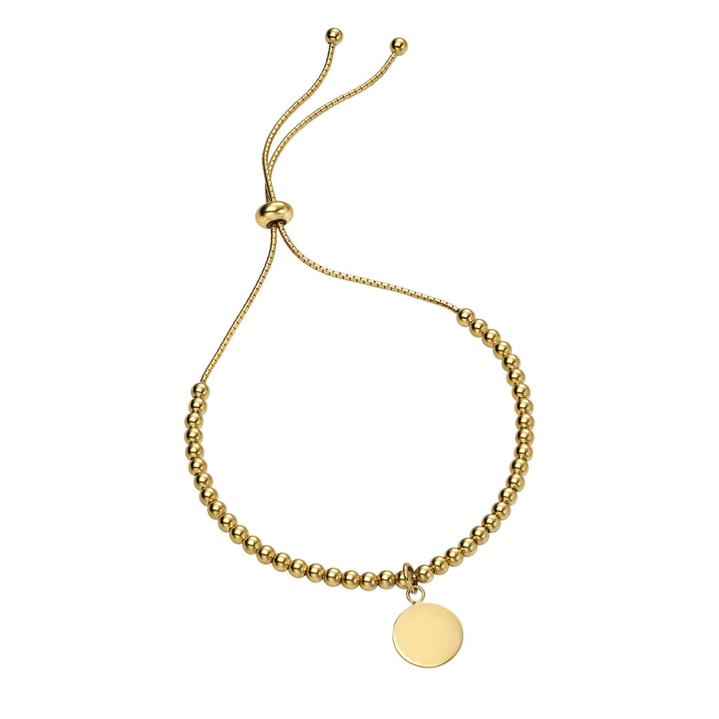 Sterling Silver Yellow Gold Plated Ball Bracelet With Plain Disc - NiaYou Jewellery