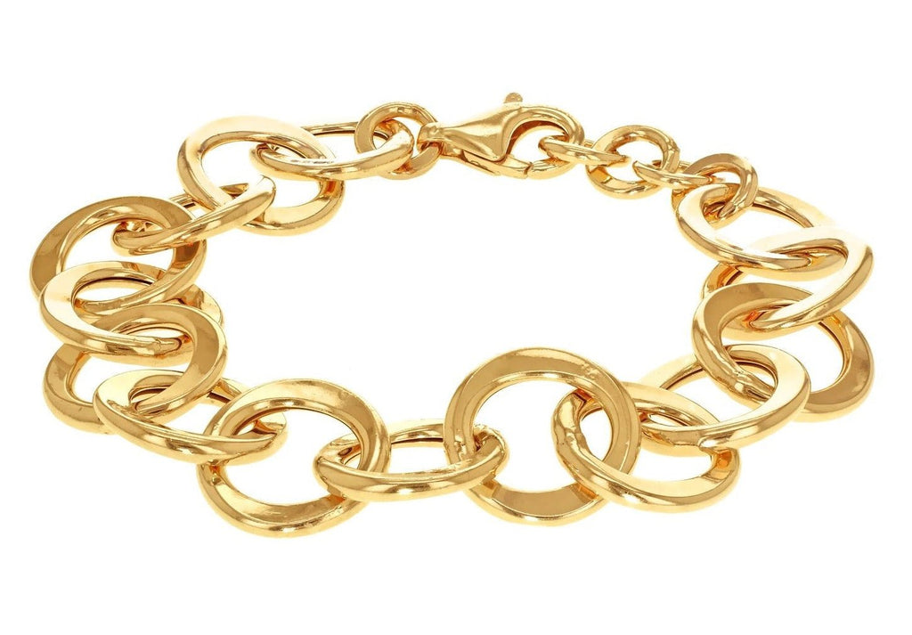 Sterling Silver Yellow Gold Rings Link Ladies Bracelet - NiaYou Jewellery