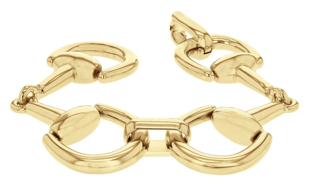 Sterling Silver Yellow Gold Stirrup Link Bracelet 20 cm - NiaYou Jewellery