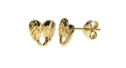 Sterling Silver Yellow Gold Vermeil Angel Wings Stud Earrings - NiaYou Jewellery